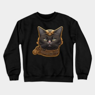 Steampunk Cat with Mechanical Collar Crewneck Sweatshirt